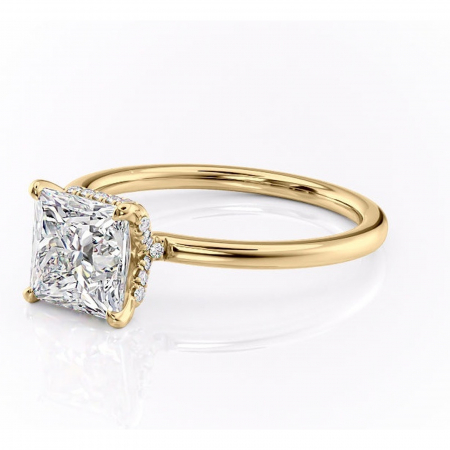 Inel de logodnă Amethyst din aur Galben 14kt cu moissanite tăietură princess – Solitar rafinată pentru profil înalt | Personalizează și configurează gratuit online [6]