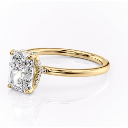 Inel de logodnă Amethyst din aur Galben 14kt cu moissanite tăietură radiantă – Solitar rafinată pentru profil înalt | Personalizează și configurează gratuit online [6]