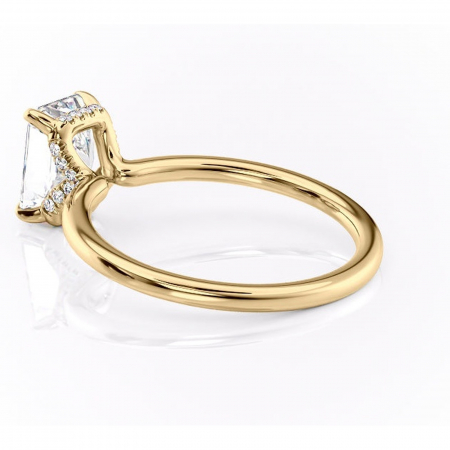 Inel de logodnă Amethyst din aur Galben 14kt cu moissanite tăietură radiantă – Solitar rafinată pentru profil înalt | Personalizează și configurează gratuit online [4]