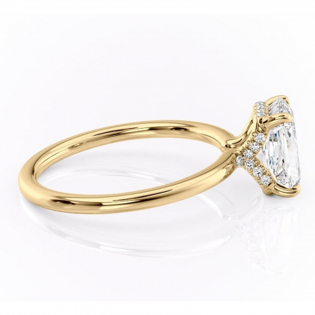 Inel de logodnă Amethyst din aur Galben 14kt cu moissanite tăietură radiantă – Solitar rafinată pentru profil înalt | Personalizează și configurează gratuit online [1]