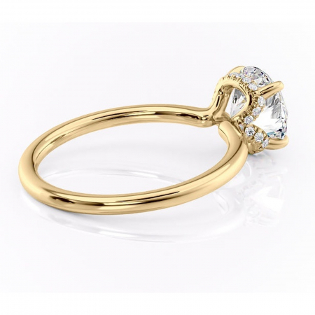 Inel de logodnă Amethyst din aur Galben 14kt cu moissanite tăietură rotundă – Solitar rafinată pentru profil înalt | Personalizează și configurează gratuit online [2]