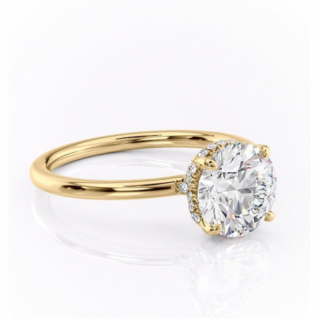 Aur galben - Inel de logodnă Amethyst din aur Galben 14kt cu moissanite tăietură rotundă – Solitar rafinată pentru profil înalt | Personalizează și configurează gratuit online