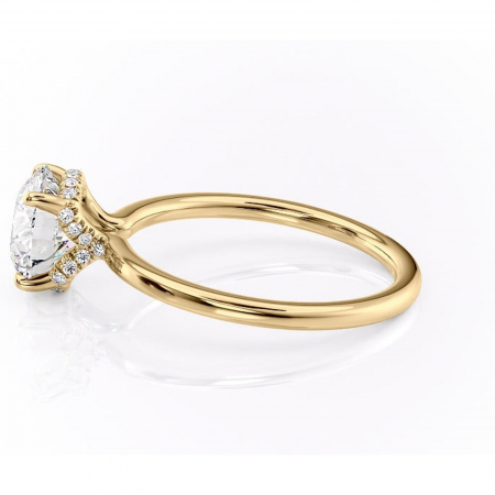 Inel de logodnă Amethyst din aur Galben 14kt cu moissanite tăietură rotundă – Solitar rafinată pentru profil înalt | Personalizează și configurează gratuit online [5]