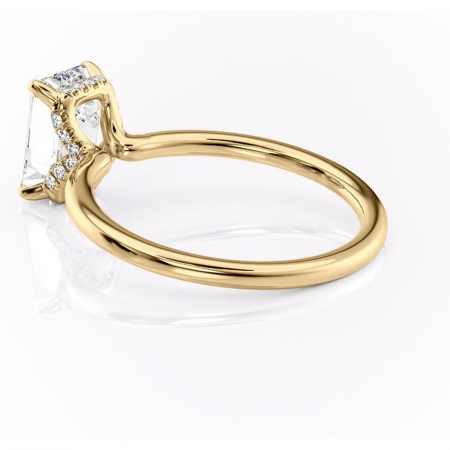 Inel de logodnă Amethyst din aur Galben 14kt cu moissanite tăietură smarald – Solitar rafinată pentru profil înalt | Personalizează și configurează gratuit online [4]