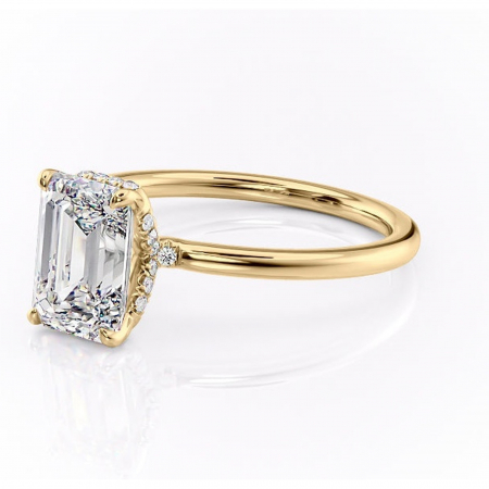 Inel de logodnă Amethyst din aur Galben 14kt cu moissanite tăietură smarald – Solitar rafinată pentru profil înalt | Personalizează și configurează gratuit online [6]