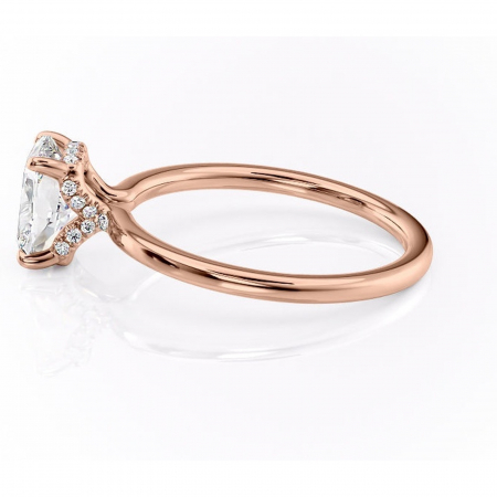 Inel de logodnă Amethyst din aur Rose 14kt cu moissanite tăietură asscher – Solitar rafinată pentru profil înalt | Personalizează și configurează gratuit online [5]