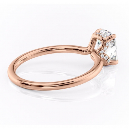Inel de logodnă Amethyst din aur Rose 14kt cu moissanite tăietură asscher – Solitar rafinată pentru profil înalt | Personalizează și configurează gratuit online [2]