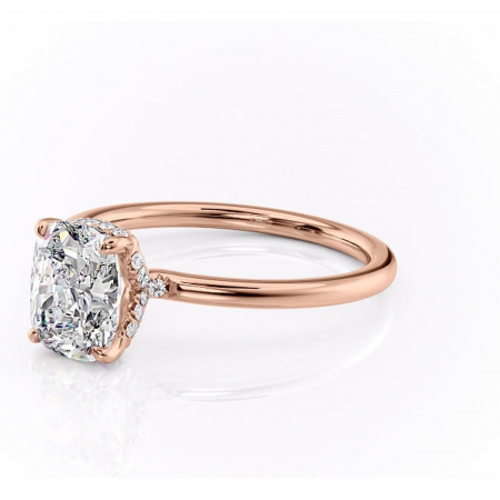 Inel de logodnă Amethyst din aur Rose 14kt cu moissanite tăietură asscher – Solitar rafinată pentru profil înalt | Personalizează și configurează gratuit online [6]