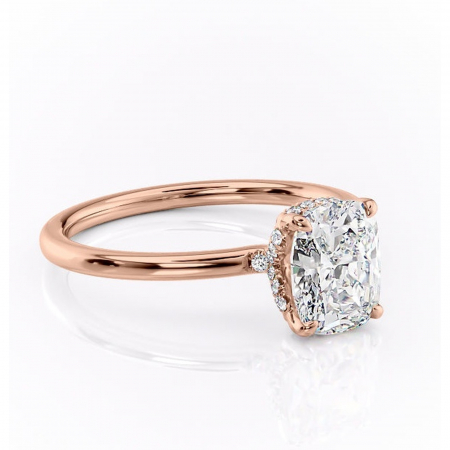 Pernă alungită - Inel de logodnă Amethyst din aur Rose 14kt cu moissanite tăietură asscher – Solitar rafinată pentru profil înalt | Personalizează și configurează gratuit online