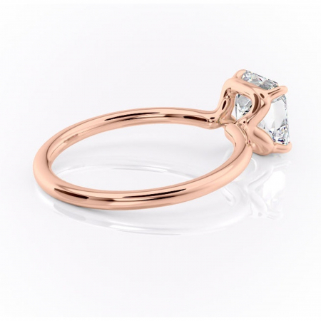 Inel de logodnă Amethyst din aur Rose 18kt cu moissanite tăietură asscher – Solitar rafinată pentru profil înalt | Personalizează și configurează gratuit online [2]