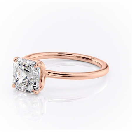 Inel de logodnă Amethyst din aur Rose 18kt cu moissanite tăietură asscher – Solitar rafinată pentru profil înalt | Personalizează și configurează gratuit online [6]