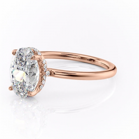 Inel de logodnă Amethyst din aur Rose 18kt cu moissanite tăietură ovală – Solitar rafinată pentru profil înalt | Personalizează și configurează gratuit online [6]