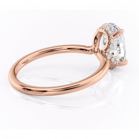 Inel de logodnă Amethyst din aur Rose 18kt cu moissanite tăietură ovală – Solitar rafinată pentru profil înalt | Personalizează și configurează gratuit online [2]