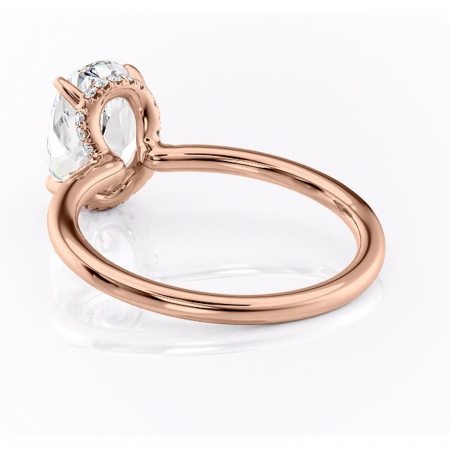 Inel de logodnă Amethyst din aur Rose 18kt cu moissanite tăietură ovală – Solitar rafinată pentru profil înalt | Personalizează și configurează gratuit online [3]