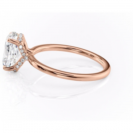 Inel de logodnă Amethyst din aur Rose 18kt cu moissanite tăietură ovală – Solitar rafinată pentru profil înalt | Personalizează și configurează gratuit online [5]