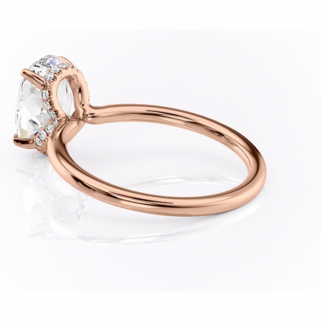 Inel de logodnă Amethyst din aur Rose 18kt cu moissanite tăietură ovală – Solitar rafinată pentru profil înalt | Personalizează și configurează gratuit online [4]