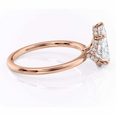 Inel de logodnă Amethyst din aur Rose 14kt cu moissanite tăietură pară – Solitar rafinată pentru profil înalt | Personalizează și configurează gratuit online [1]
