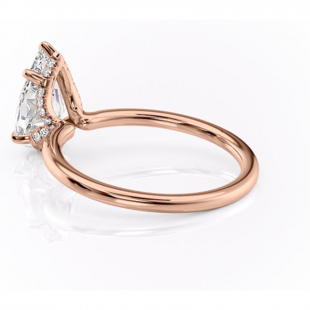 Inel de logodnă Amethyst din aur Rose 14kt cu moissanite tăietură pară – Solitar rafinată pentru profil înalt | Personalizează și configurează gratuit online [4]