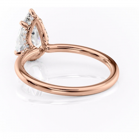 Inel de logodnă Amethyst din aur Rose 14kt cu moissanite tăietură pară – Solitar rafinată pentru profil înalt | Personalizează și configurează gratuit online [3]