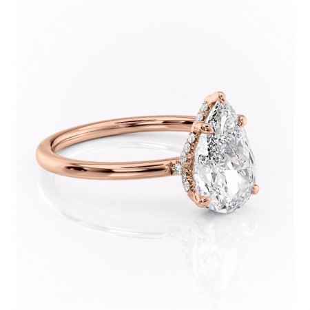 18K - Inel de logodnă Amethyst din aur Rose 18kt cu moissanite tăietură pară – Solitar rafinată pentru profil înalt | Personalizează și configurează gratuit online
