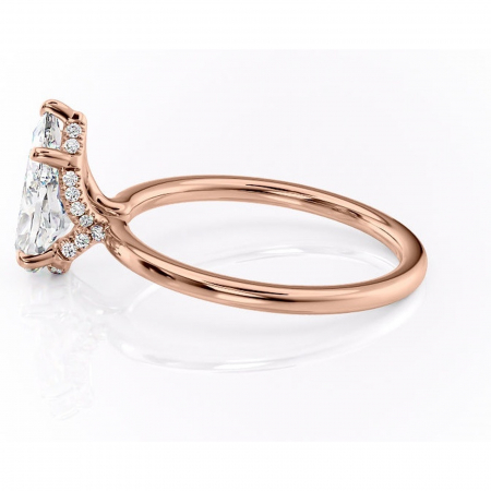 Inel de logodnă Amethyst din aur Rose 14kt cu moissanite tăietură pară – Solitar rafinată pentru profil înalt | Personalizează și configurează gratuit online [5]