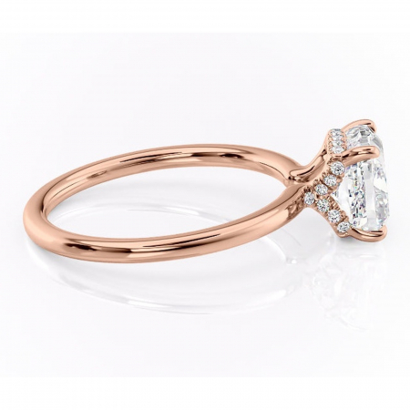Inel de logodnă Amethyst din aur Rose 14kt cu moissanite tăietură pernă – Solitar rafinată pentru profil înalt | Personalizează și configurează gratuit online [1]