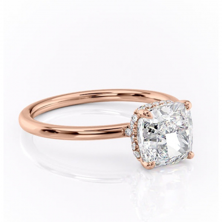 Pernă - Inel de logodnă Amethyst din aur Rose 18kt cu moissanite tăietură pernă – Solitar rafinată pentru profil înalt | Personalizează și configurează gratuit online