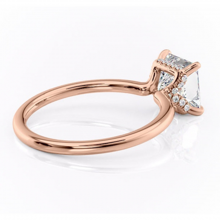 Inel de logodnă Amethyst din aur Rose 18kt cu moissanite tăietură princess – Solitar rafinată pentru profil înalt | Personalizează și configurează gratuit online [2]