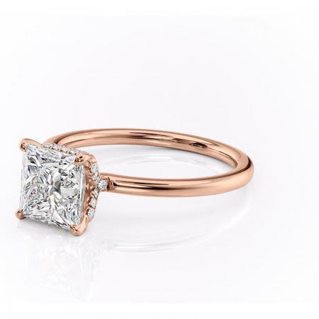 Inel de logodnă Amethyst din aur Rose 18kt cu moissanite tăietură princess – Solitar rafinată pentru profil înalt | Personalizează și configurează gratuit online [6]