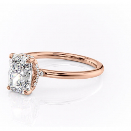 Inel de logodnă Amethyst din aur Rose 18kt cu moissanite tăietură radiantă – Solitar rafinată pentru profil înalt | Personalizează și configurează gratuit online [6]