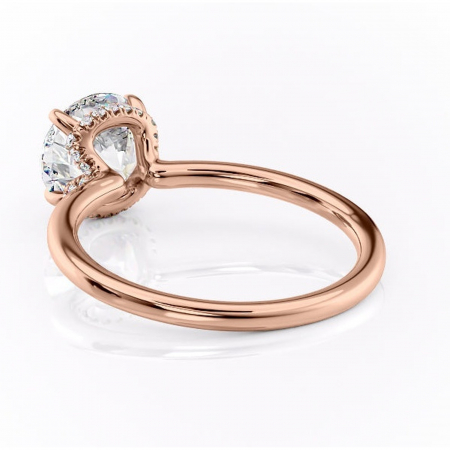 Inel de logodnă Amethyst din aur Rose 14kt cu moissanite tăietură rotundă – Solitar rafinată pentru profil înalt | Personalizează și configurează gratuit online [3]