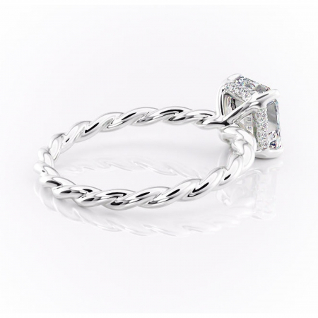 Inel de logodnă Anastasia din aur Alb 14kt cu moissanite tăietură asscher – Solitar rafinată pentru profil înalt | Personalizează și configurează gratuit online [2]