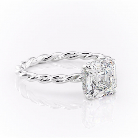 Alege forma Moissanit - Inel de logodnă Anastasia din aur Alb 14kt cu moissanite tăietură asscher – Solitar rafinată pentru profil înalt | Personalizează și configurează gratuit online