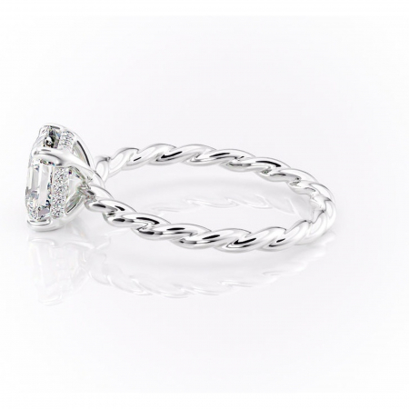 Inel de logodnă Anastasia din aur Alb 14kt cu moissanite tăietură asscher – Solitar rafinată pentru profil înalt | Personalizează și configurează gratuit online [5]