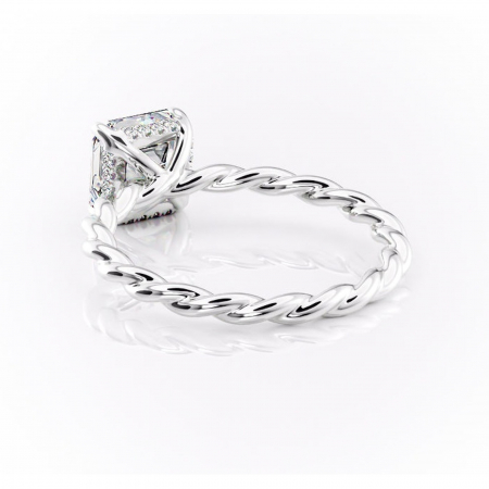 Inel de logodnă Anastasia din aur Alb 14kt cu moissanite tăietură asscher – Solitar rafinată pentru profil înalt | Personalizează și configurează gratuit online [3]