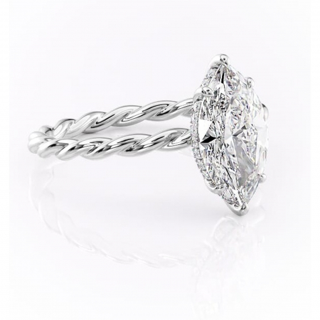 Alege forma Moissanit - Inel de logodnă Anastasia din aur Alb 14kt cu moissanite tăietură marquise – Solitar rafinată pentru profil înalt | Personalizează și configurează gratuit online