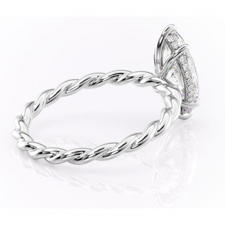 Inel de logodnă Anastasia din aur Alb 14kt cu moissanite tăietură marquise – Solitar rafinată pentru profil înalt | Personalizează și configurează gratuit online [2]