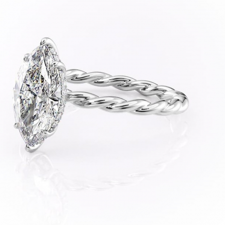 Inel de logodnă Anastasia din aur Alb 14kt cu moissanite tăietură marquise – Solitar rafinată pentru profil înalt | Personalizează și configurează gratuit online [6]