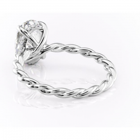 Inel de logodnă Anastasia din aur Alb 14kt cu moissanite tăietură ovală – Solitar rafinată pentru profil înalt | Personalizează și configurează gratuit online [3]