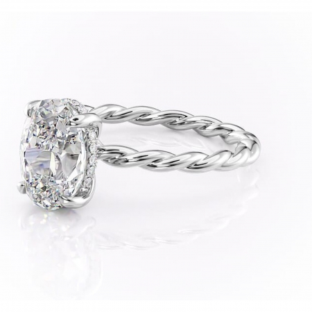 Inel de logodnă Anastasia din aur Alb 14kt cu moissanite tăietură ovală – Solitar rafinată pentru profil înalt | Personalizează și configurează gratuit online [6]