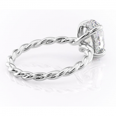 Inel de logodnă Anastasia din aur Alb 14kt cu moissanite tăietură ovală – Solitar rafinată pentru profil înalt | Personalizează și configurează gratuit online [2]