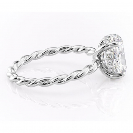 Inel de logodnă Anastasia din aur Alb 14kt cu moissanite tăietură ovală – Solitar rafinată pentru profil înalt | Personalizează și configurează gratuit online [1]