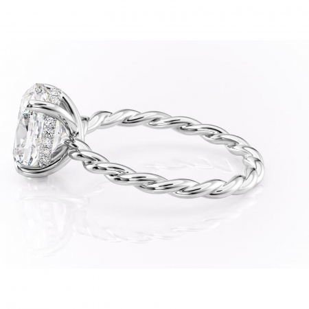 Inel de logodnă Anastasia din aur Alb 14kt cu moissanite tăietură ovală – Solitar rafinată pentru profil înalt | Personalizează și configurează gratuit online [5]