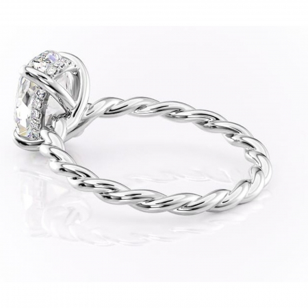 Inel de logodnă Anastasia din aur Alb 14kt cu moissanite tăietură ovală – Solitar rafinată pentru profil înalt | Personalizează și configurează gratuit online [4]