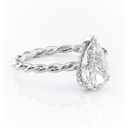 Alege forma Moissanit - Inel de logodnă Anastasia din aur Alb 14kt cu moissanite tăietură pară – Solitar rafinată pentru profil înalt | Personalizează și configurează gratuit online