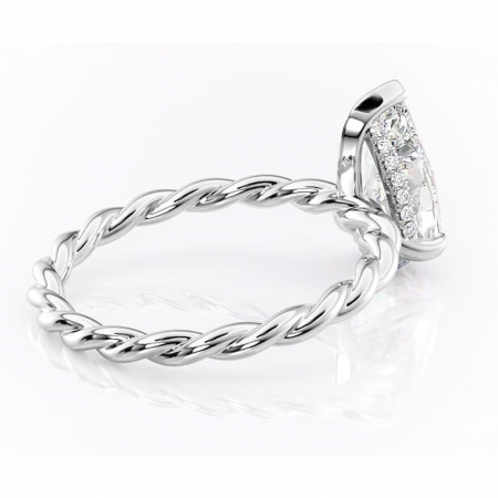 Inel de logodnă Anastasia din aur Alb 14kt cu moissanite tăietură pară – Solitar rafinată pentru profil înalt | Personalizează și configurează gratuit online [2]