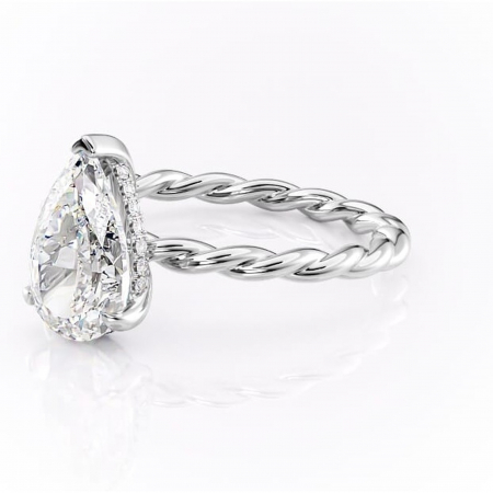 Inel de logodnă Anastasia din aur Alb 14kt cu moissanite tăietură pară – Solitar rafinată pentru profil înalt | Personalizează și configurează gratuit online [6]