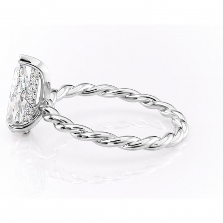 Inel de logodnă Anastasia din aur Alb 14kt cu moissanite tăietură pară – Solitar rafinată pentru profil înalt | Personalizează și configurează gratuit online [5]