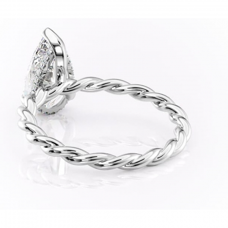 Inel de logodnă Anastasia din aur Alb 14kt cu moissanite tăietură pară – Solitar rafinată pentru profil înalt | Personalizează și configurează gratuit online [3]