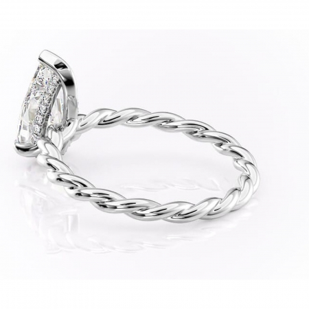 Inel de logodnă Anastasia din aur Alb 14kt cu moissanite tăietură pară – Solitar rafinată pentru profil înalt | Personalizează și configurează gratuit online [4]